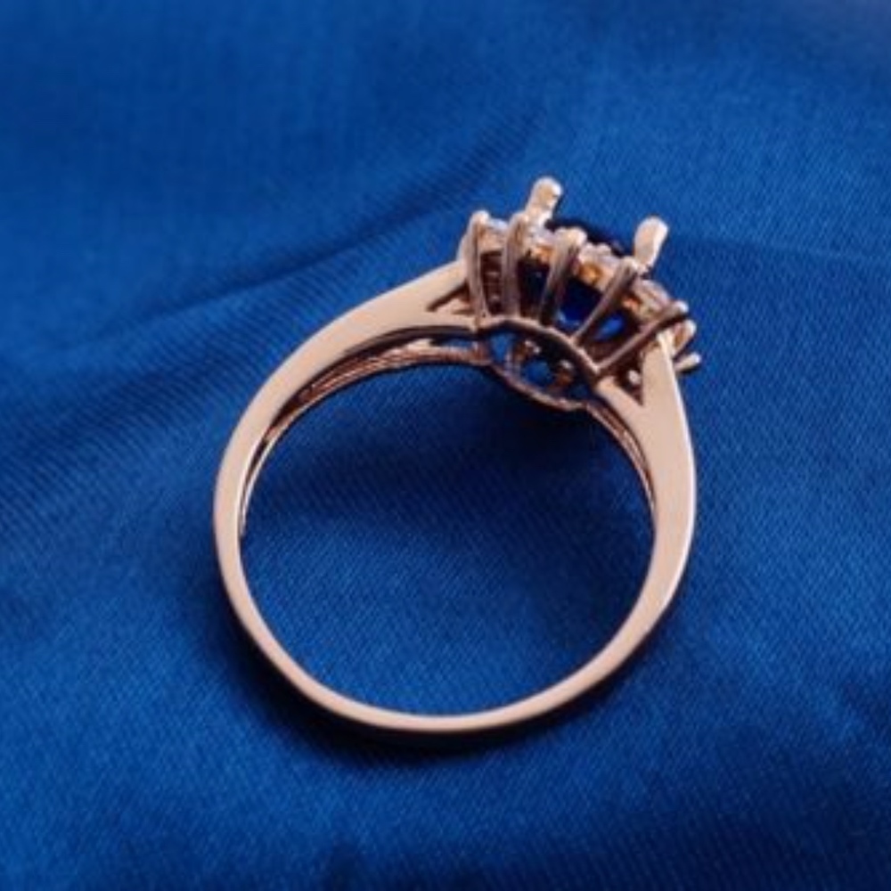 18 Carat Rose Gold Plated Blue Ring - Picture 6 of 8